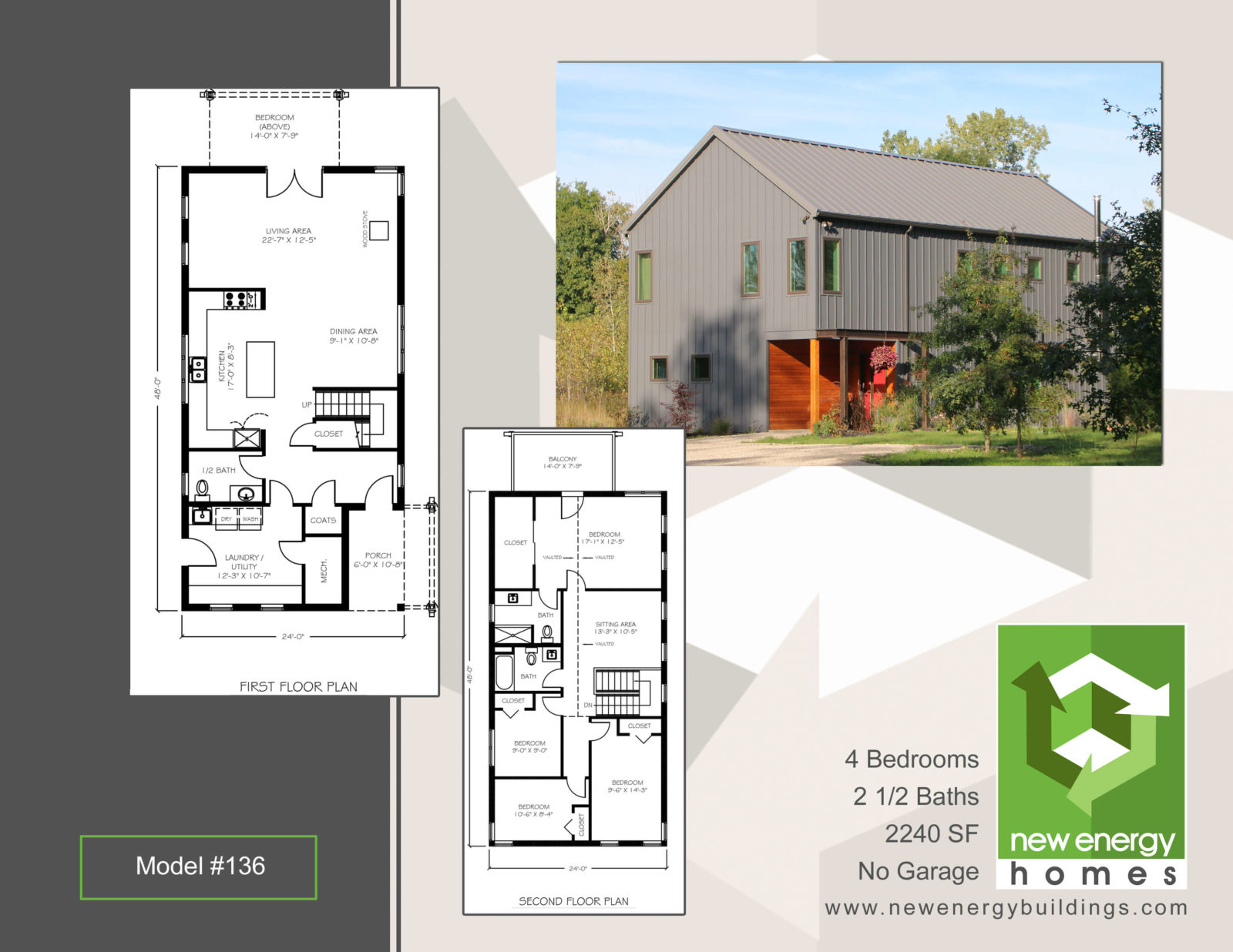 Contemporary Two Story Country Home - NEH Model #136