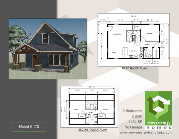 Craftsman Style Cape Cod Home – NEH Model #172 – New Energy Homes